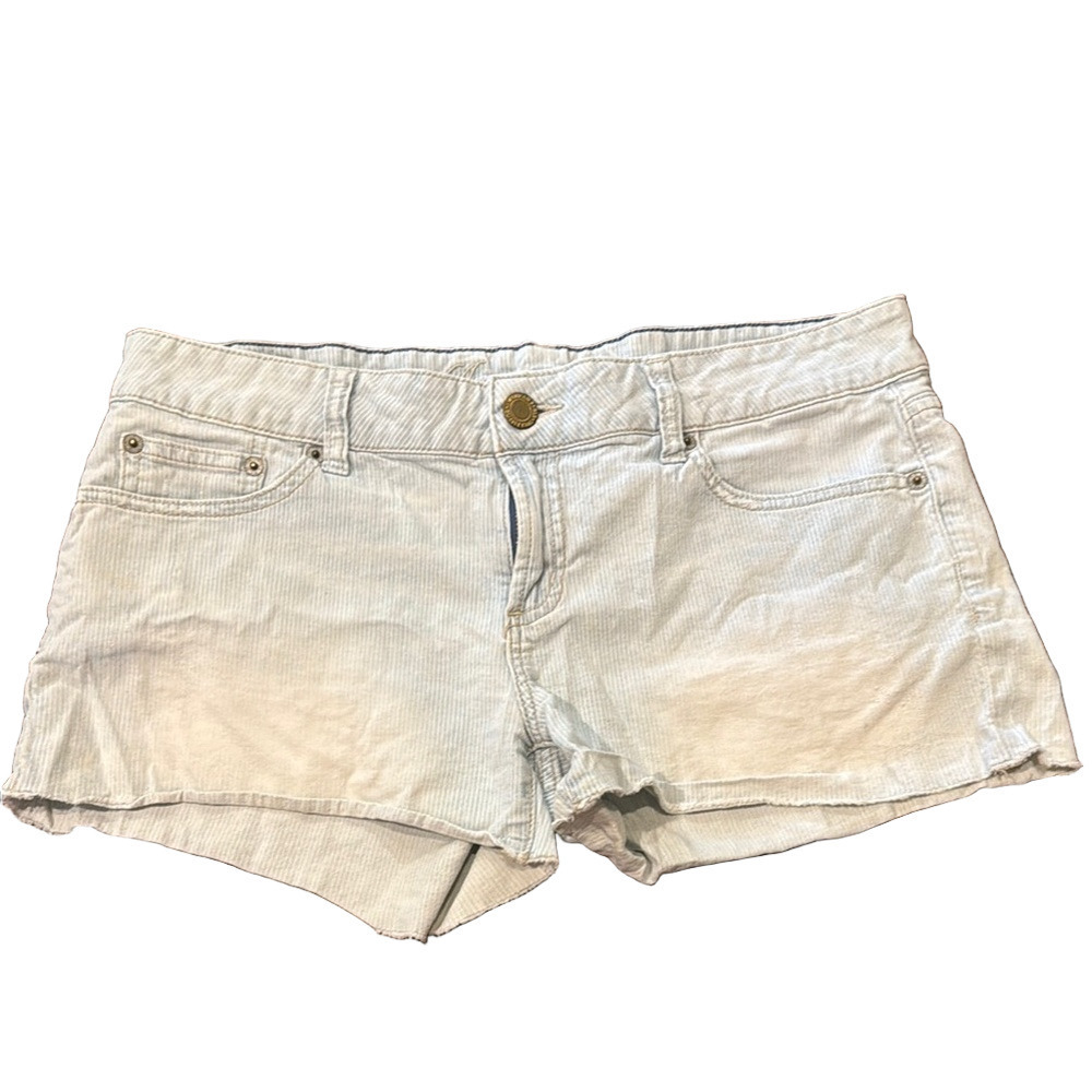 American Eagle railroad striped jean shorts, size 8